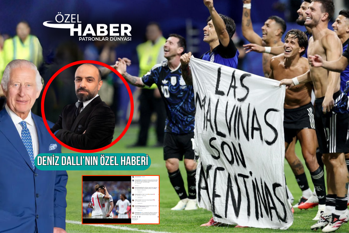 Ingiltereyi yenen arjantinli futbolcular sahada falkland adalari pankarti acarken ingiltere krali charles futbolcular icin hirSKAXi